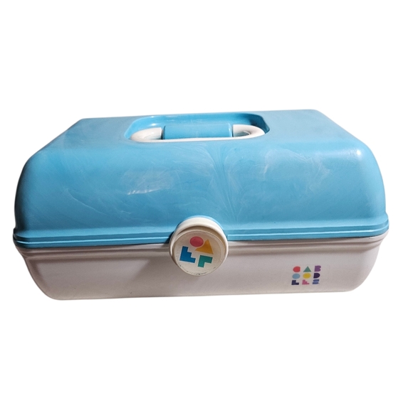 Caboodles Handbags - Vintage Sky Blue White Caboodles Makeup Cosmetic Box Storage Case